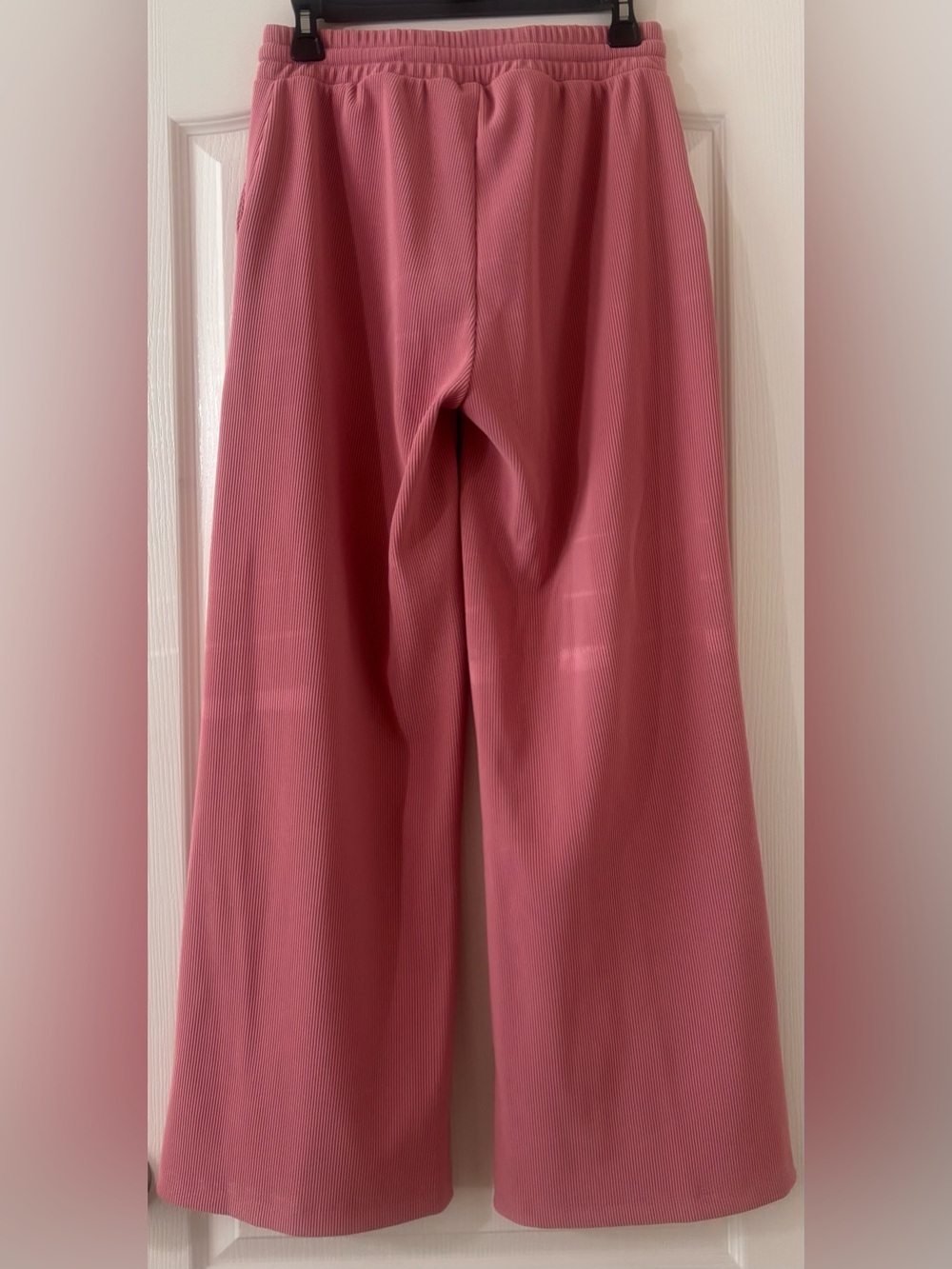 ZENANA Ribbed Lounge Set Dusty Rose Batwing Top Wide Leg Pants M NWOT - Picture 6 of 9
